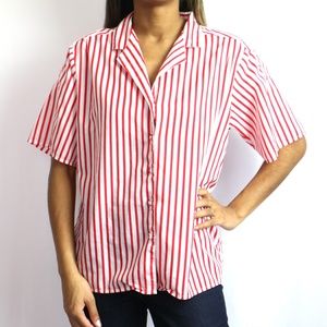 Vintage Red & White Button Up